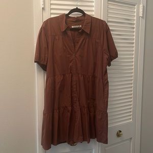 Abercrombie & Fitch Poplin Trapeze Shirt Dress Paprika Red Size:L